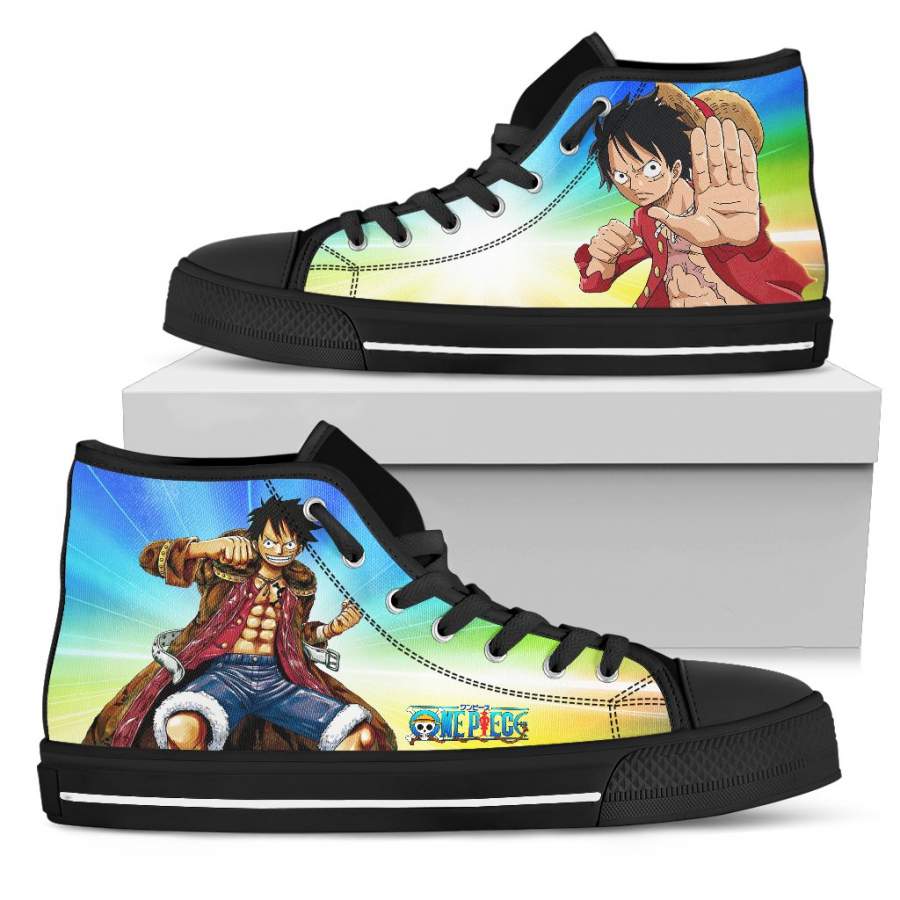 One Piece Sneakers Monkey D. Luffy High Top Shoes Colorful Fan Design H12078