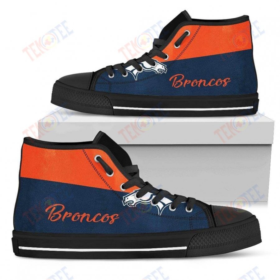 Mens Womens Denver Broncos High Top Shoes Divided Colours Stunning TMT666