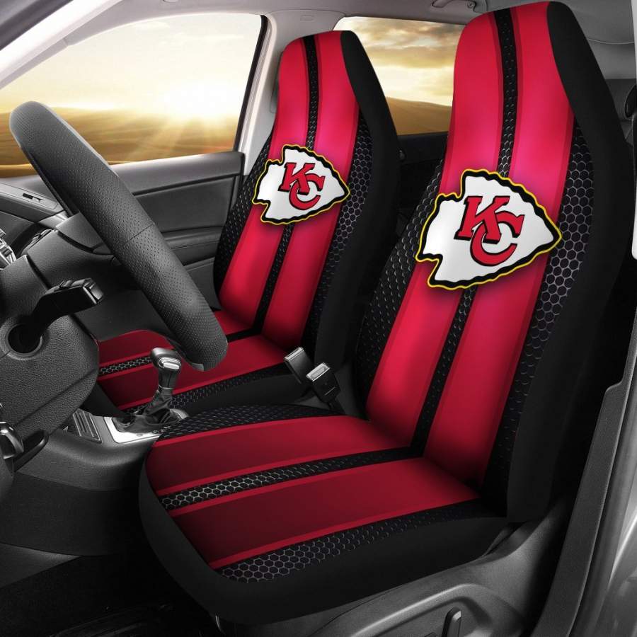 Incredible Line Pattern Kansas City Chiefs Logo Car Seat Covers