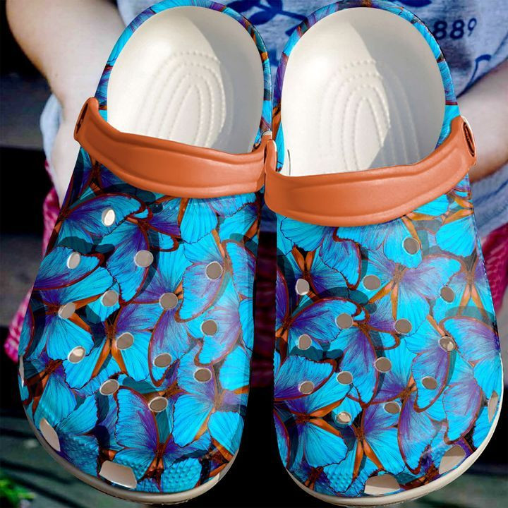 Butterfly Blue Pattern Crocss Crocband Clog Comfortable For Mens Womens Classic Clog Water Shoes