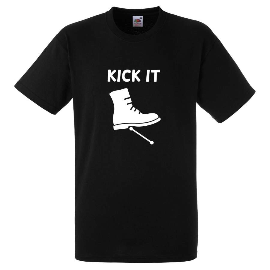 Kick It Kickstart Bike Men T Shirt Classic Vintage Moped Chopper Scooter