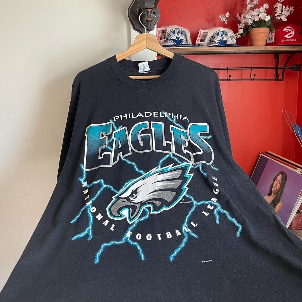 Rare Vintage 1996 Philadelphia Eagles Thunder Black T Shirt True Fan