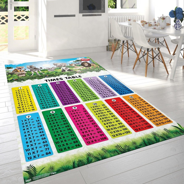 Animal Club Numbers Times Tables Area Rug Bedroom Rug US Gift Decor