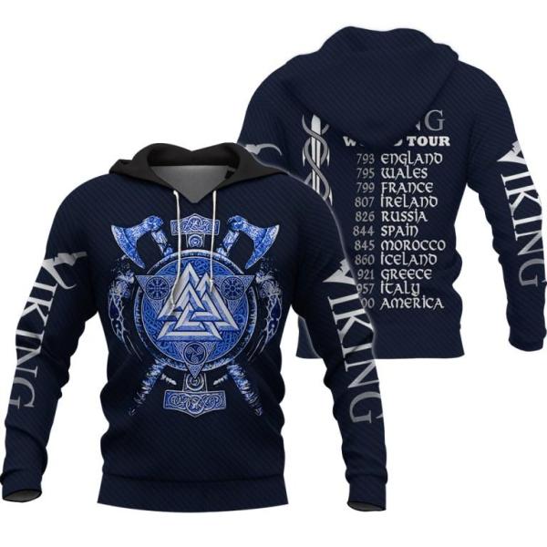 Valknut Thor Hammer And Axes Viking World Tour 3D All Over Print Hoodie