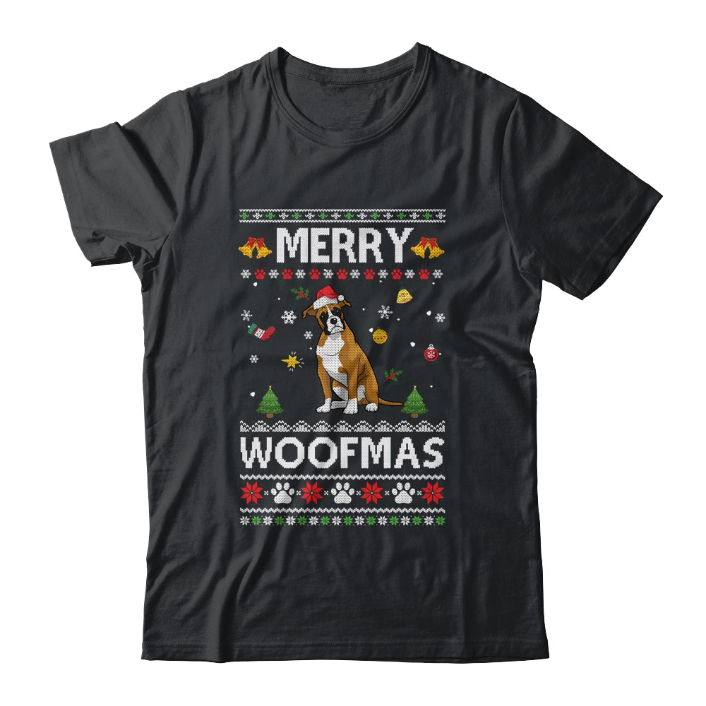 Merry Woofmas Boxer Santa Reindeer Ugly Christmas Sweater