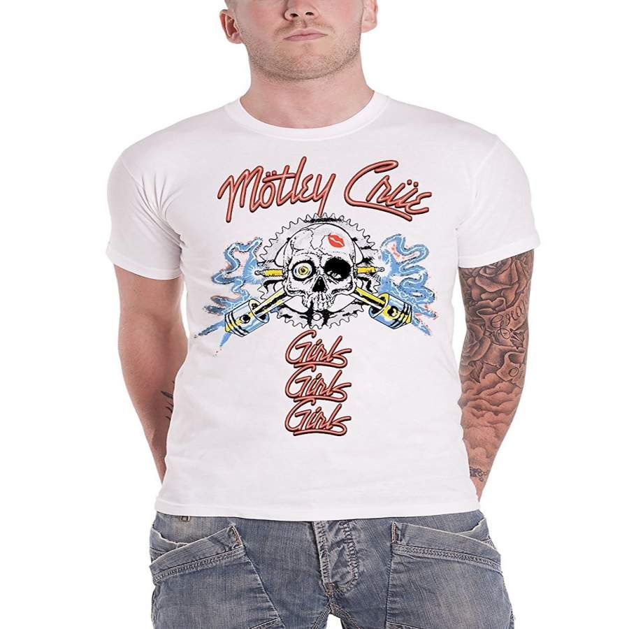 Custom Personality T-shirt Motley Crue T Shirt Vintage Spark Plug Girls Girls Girls Mens White Short Sleeve Summer Fashion Men’s T-shirt