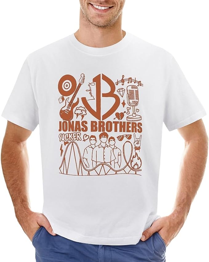 T Shirt Men Short Sleeve Round Neck Fashion Cotton Tee, Jonas Brothers Shirt