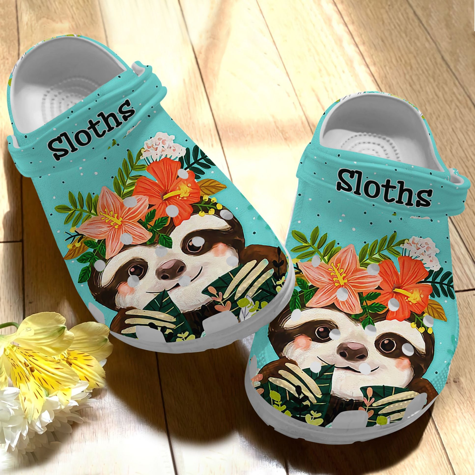 Baby Sloth With Flower Crown Shoes – Baby Animal Crocs Clog Gift For Birthday