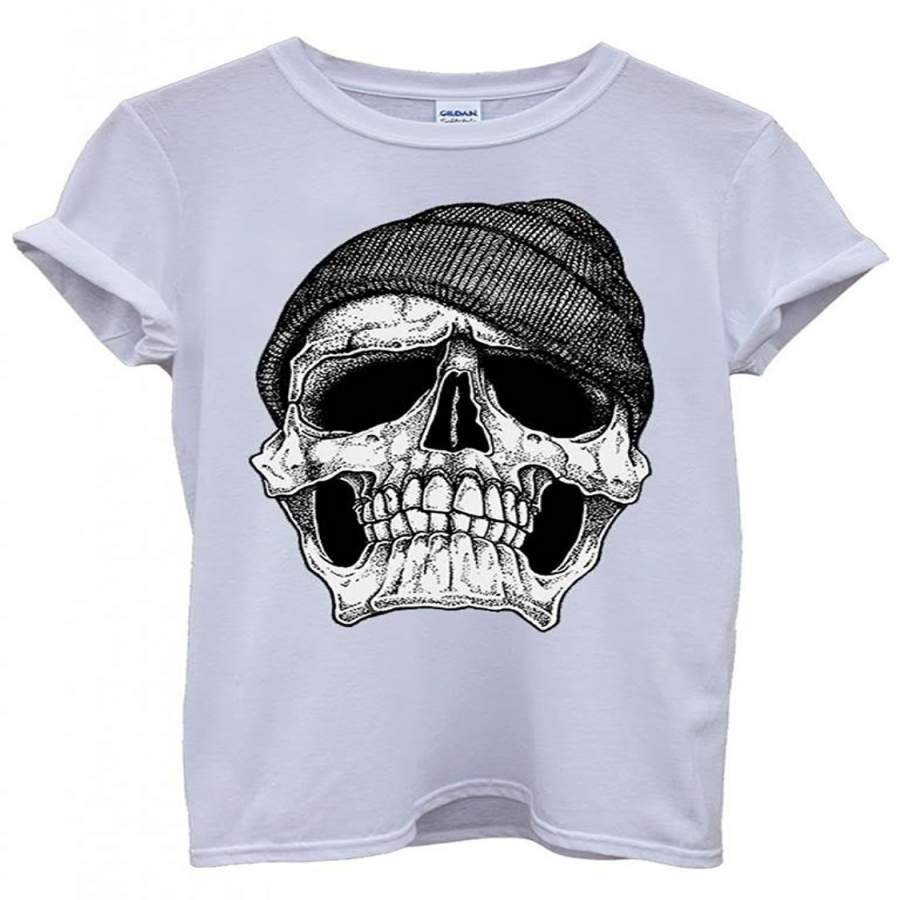 Fashion Men’s T-Shirt Men Summer T-shirt Skull with Beaine Retro Vintage Funny Hipster Swag Men Cotton T-Shirt