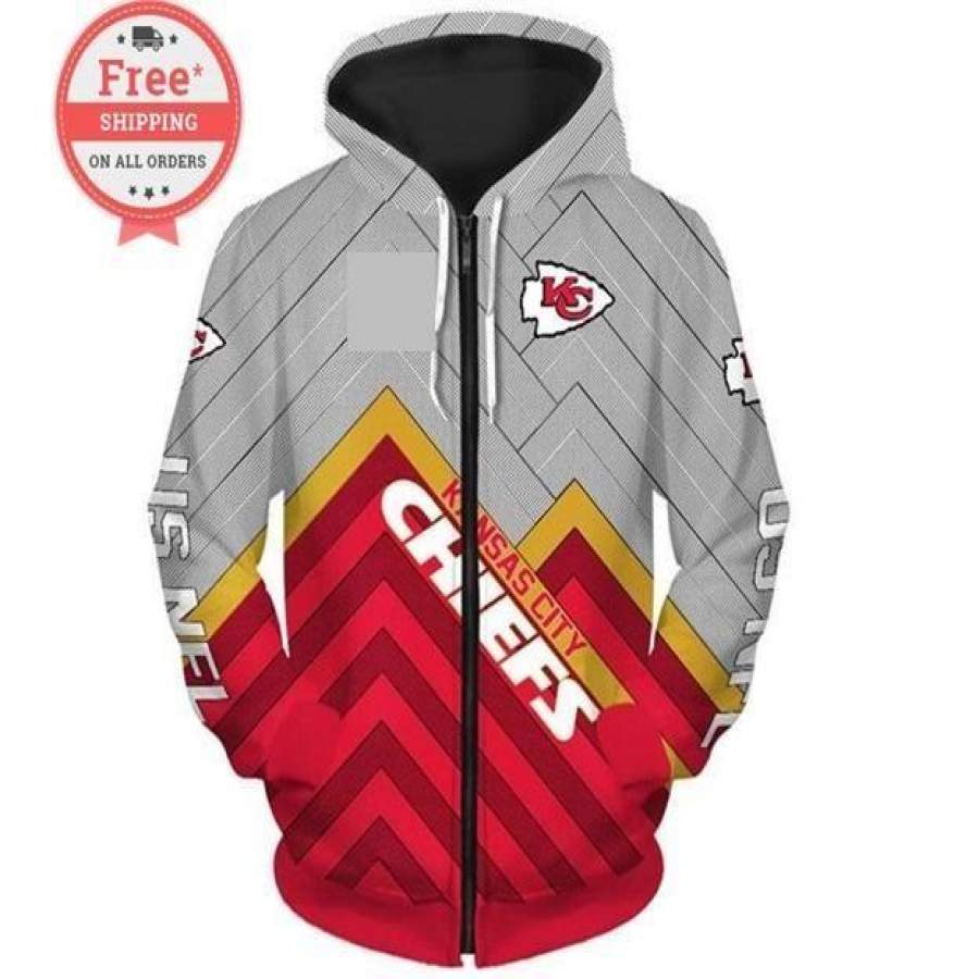 Kansas City Chiefs Sweatshirts Print Unisex Zip Up Hoodie Unisex 3D All Over Print