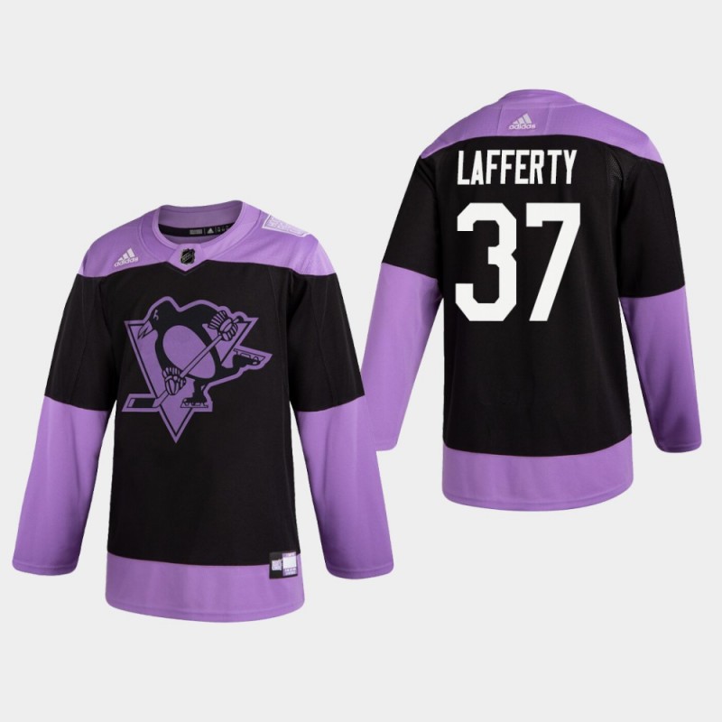 Penguins Sam Lafferty 37 Hockey Fights Cancer Practice Black Jersey