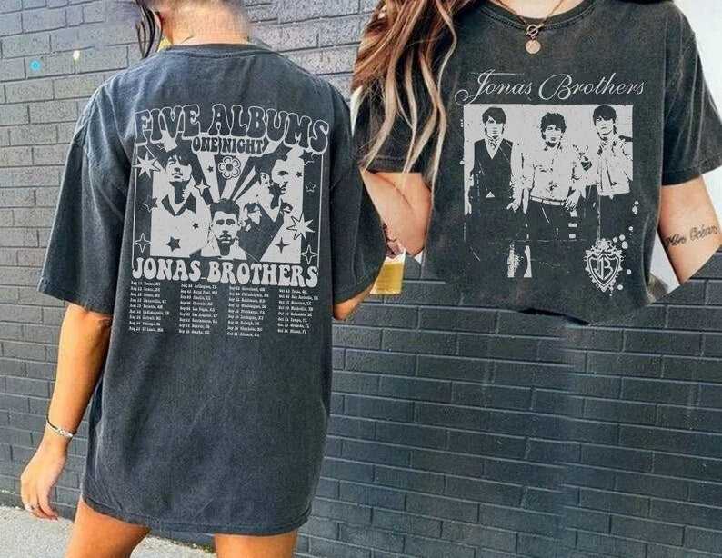 Jonas Brothers Vintage T-Shirt, Jonas Five Albums One Night Tour Shirt, Jonas Brothers 2023 Tour Shirt