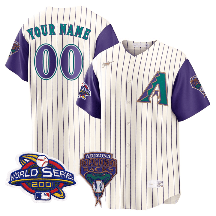 Arizona Diamondbacks 2001 World Series Patch Throwback Custom Jersey – All Stitched