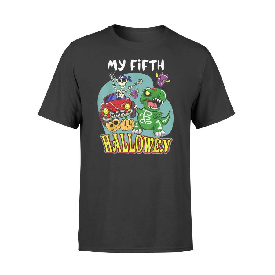 5th Birthday party my 5 fifth Halloween Baby Dinosaur tshirt – Premium T-shirt