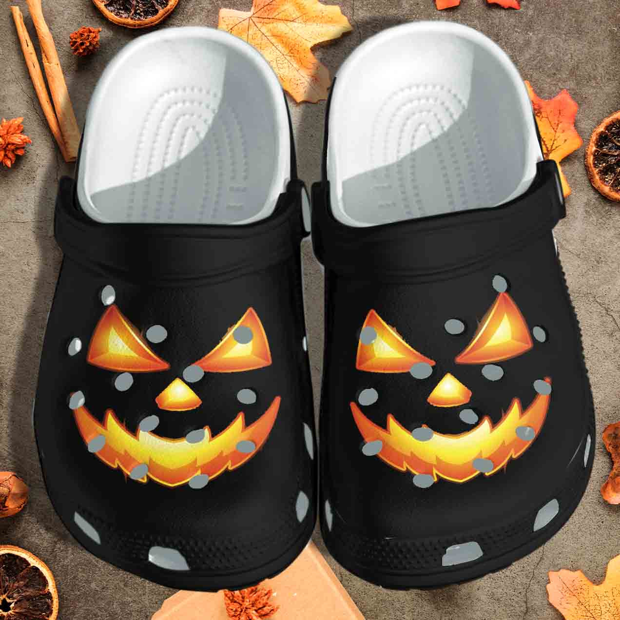 Pumpkin Face Cosplay Halloween Shoes Clogs Crocs Gift For Men Women – Pumpkin