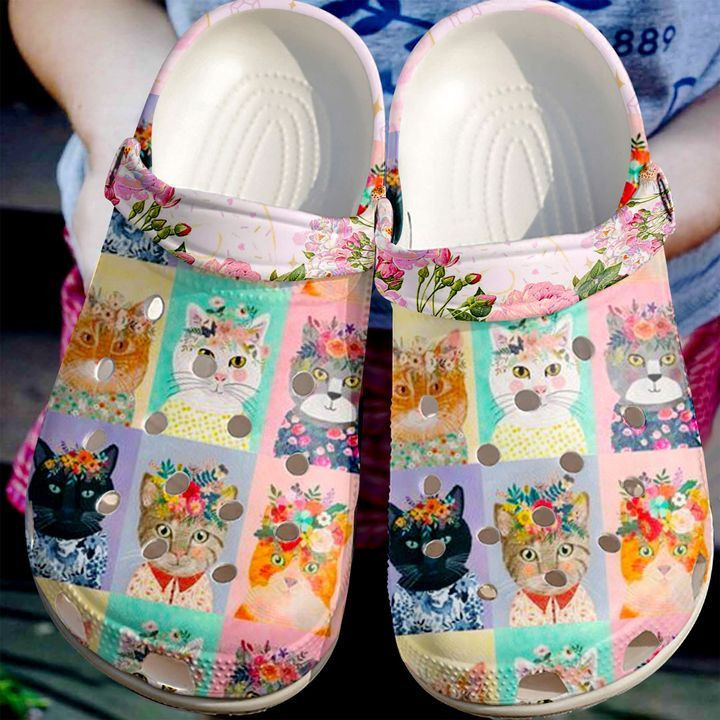 Cat Flowers Cats Crocss Crocband Clog Comfortable For Mens Womens Classic Clog Water Shoes