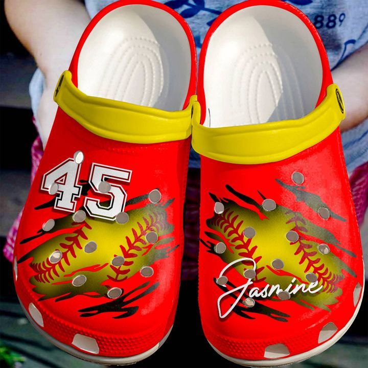 Softball Personalized Hole Sku 2345 Crocs Crocband Clog Comfortable For Mens Womens Classic Clog Water Shoes