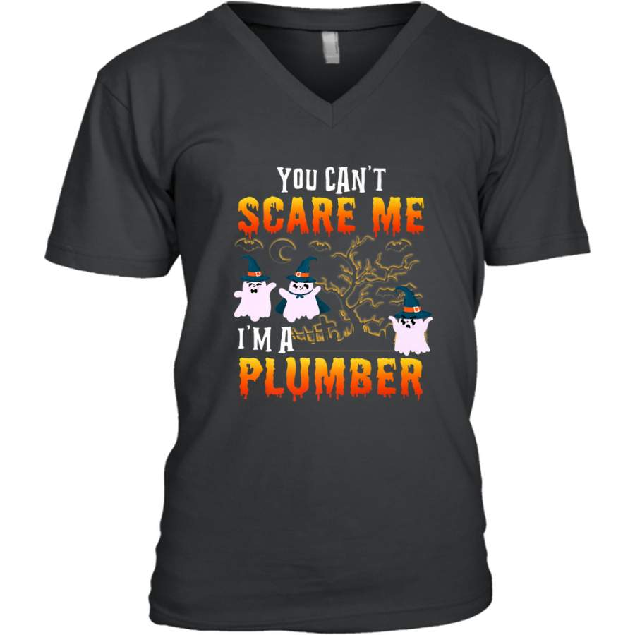 You Can’t Scare Me I’m A Plumber T Shirt Plumber Halloween Men’s V-Neck