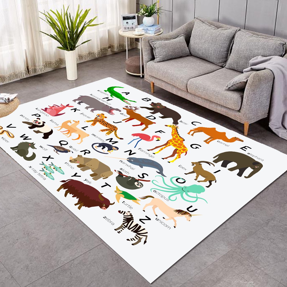 Animal Alphabet White SW1713 Rug