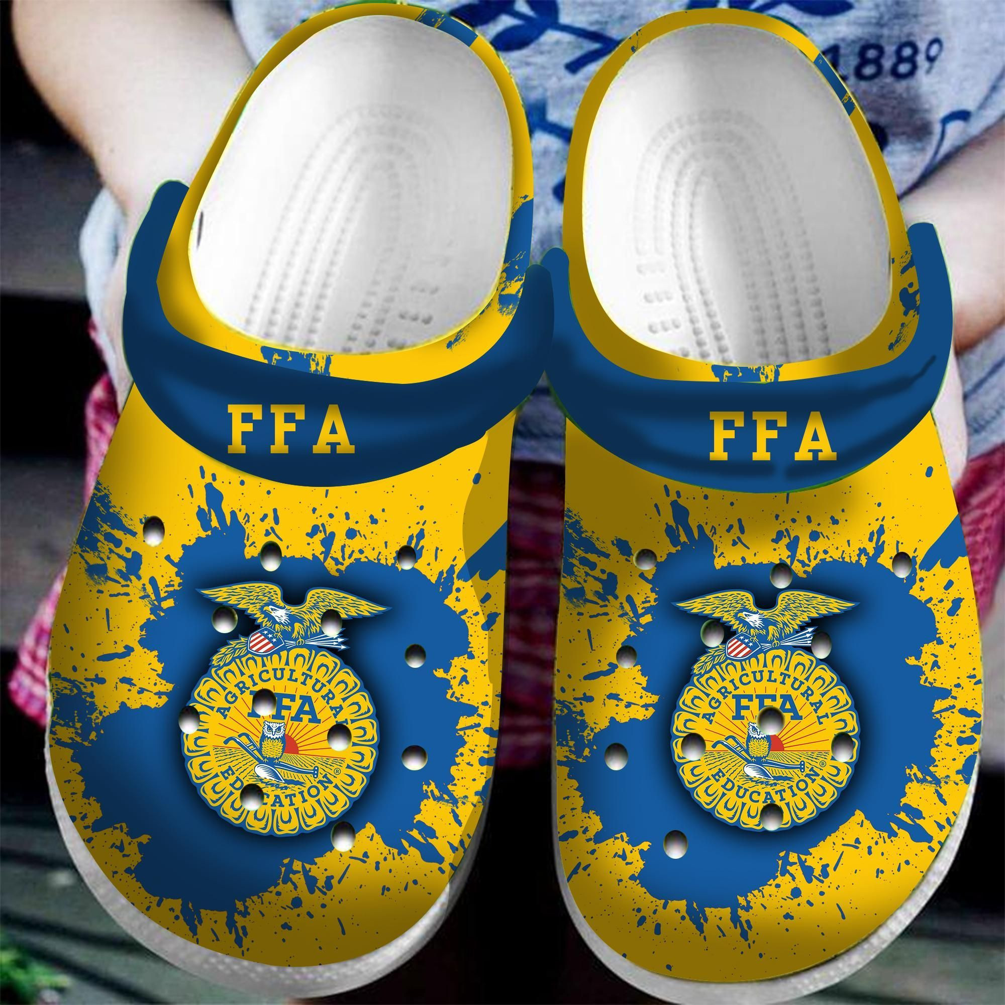 Agriculture Ffa Crocss Crocband Clog Comfortable Water Shoes In Navy Yellow