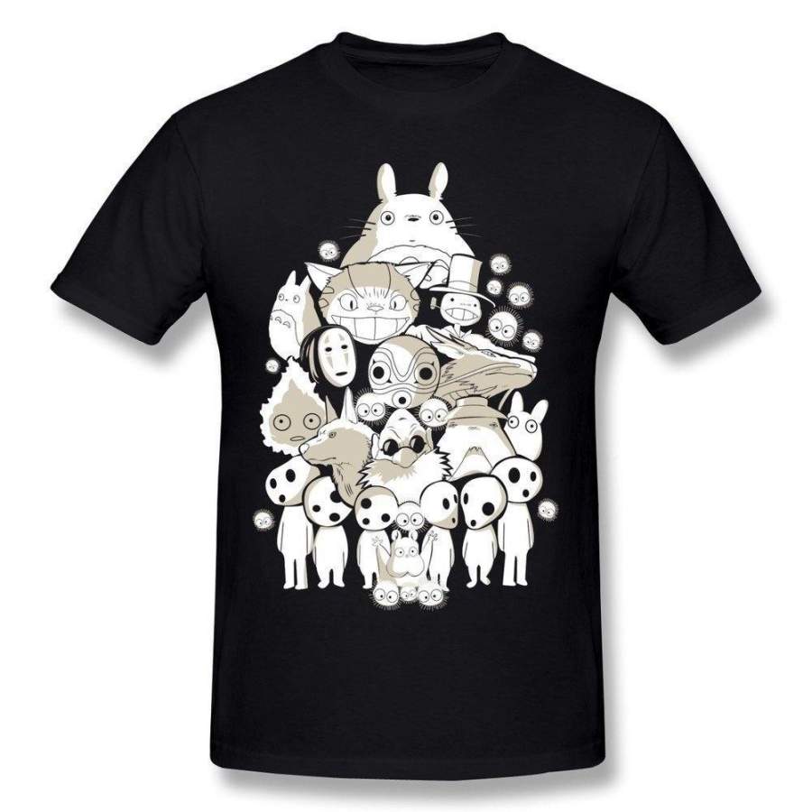 Men’s Summer Fashion T-shirt Funny Cartoon Animal Spirited Away T-Shirt Short Sleeve Cool Clothing  Size: S M L XL XXL XXXL