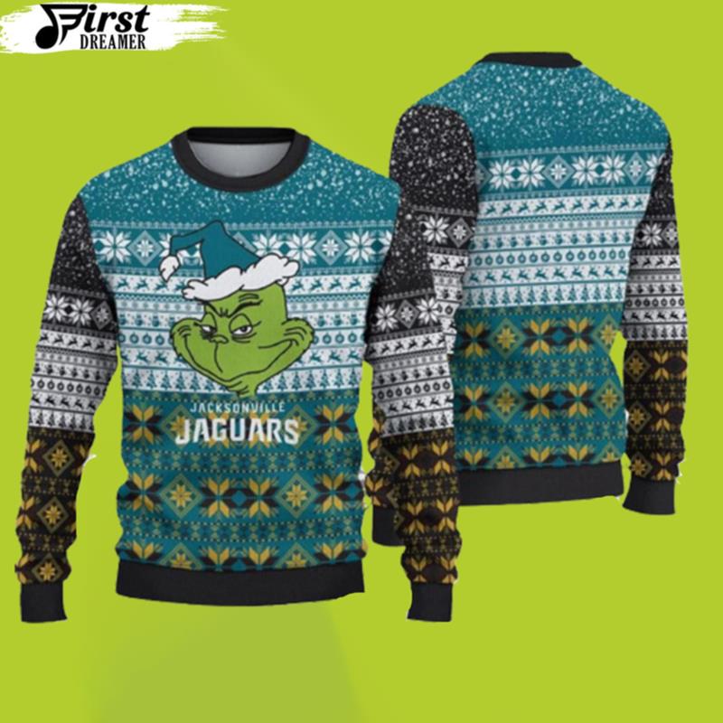 Jacksonville Jaguars Christmas Grinch Gift For Fan Ugly Wool Sweater Christmas Jaguars Christmas Sweater