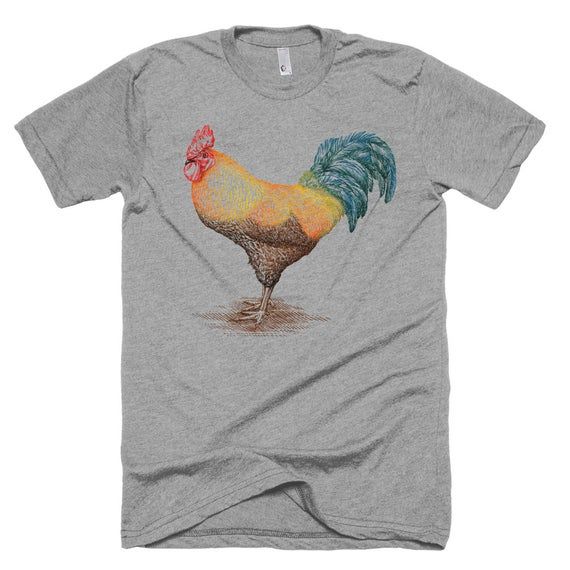 Rooster T Shirt Vegan Farm Animal Rooster Rescue Shirt Rooster Print Tee Unisex American Apparel T Shirt Item 1002