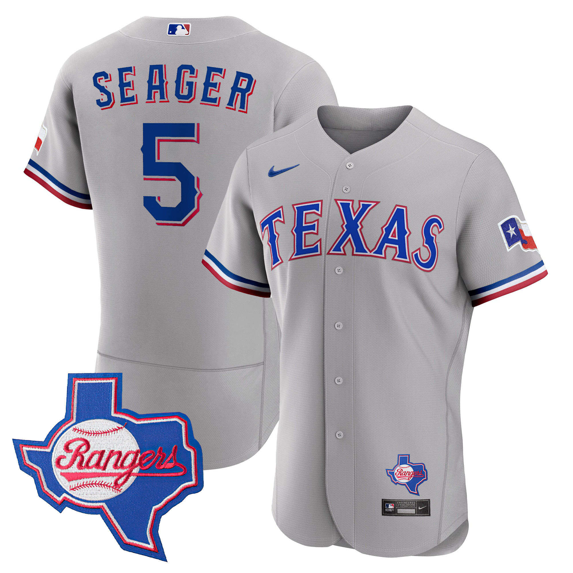 Texas Rangers 2023 Gray Flex Base Jersey – Texas Patch – All Stitched