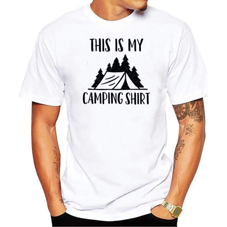 This Is My Camping Shirts Casual Short Sleeve Men Summer T-Shirts Male Funny Letter Print T Shirt Round Neck Tees