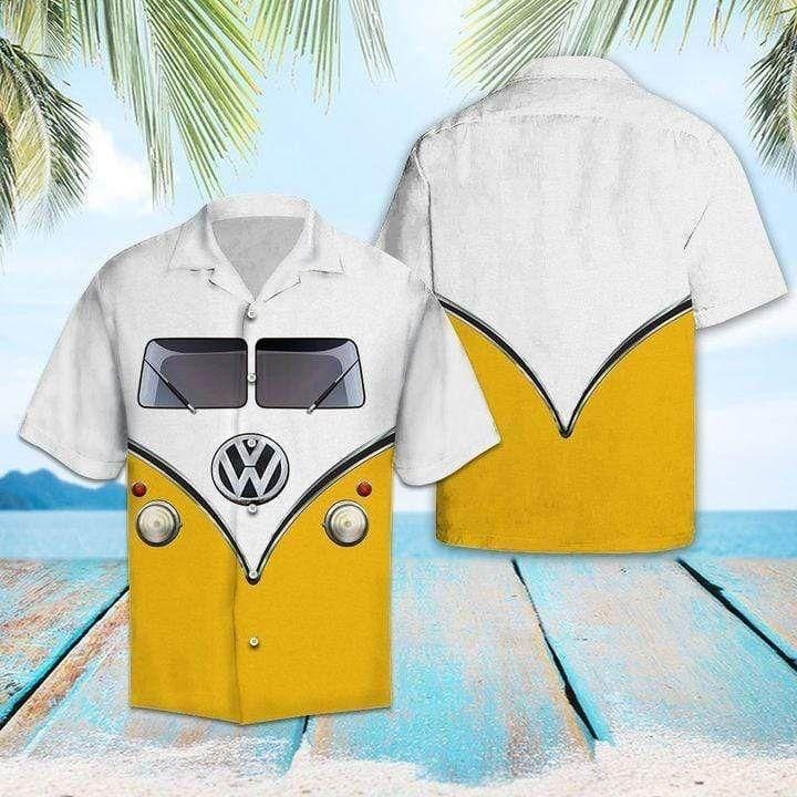 Yellow Camping Car Aloha Hawaiian Shirt Colorful Short Sleeve Summer Beach Casual Shirt For Men And Women