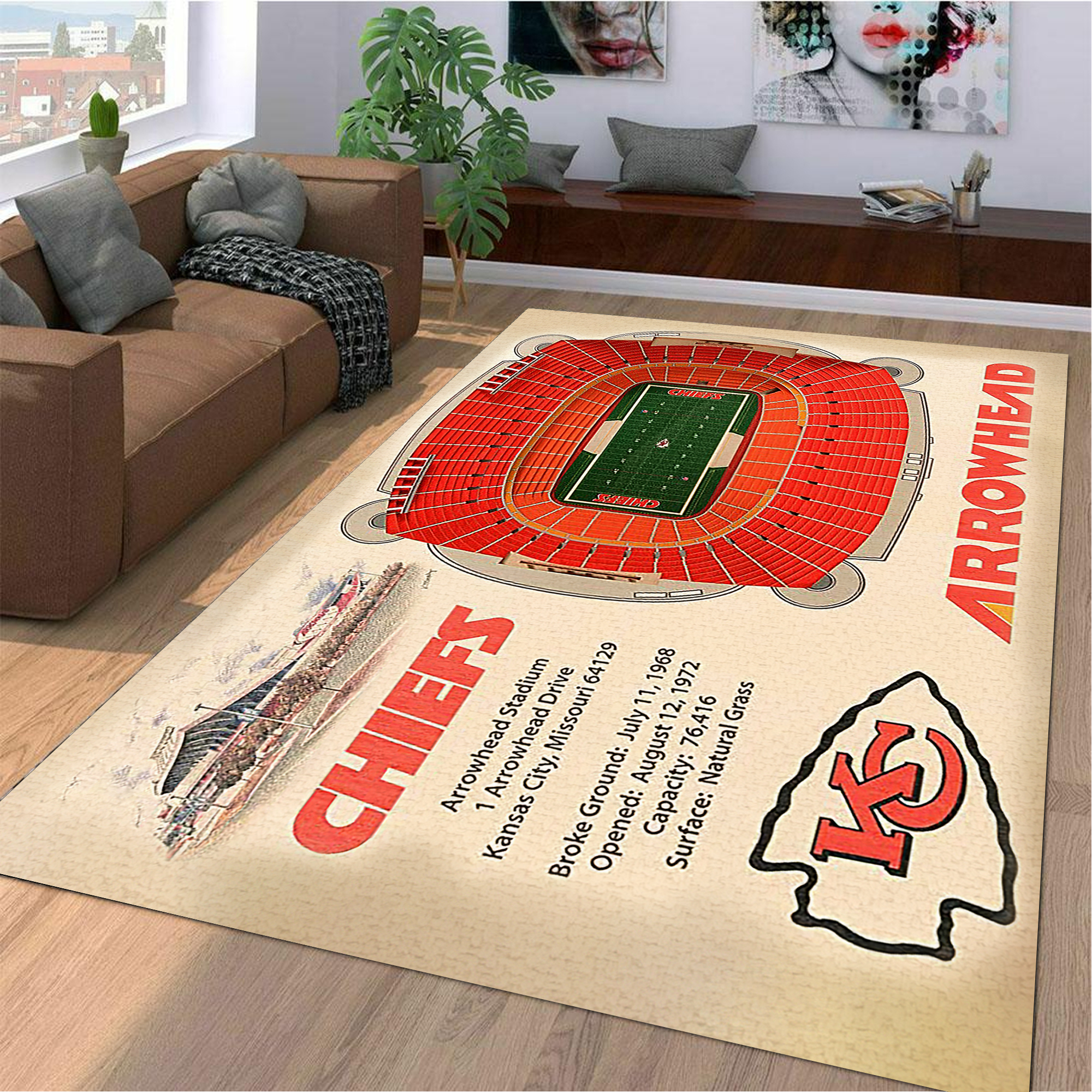 Fan Deco – Kansas City Chiefs Stadium 3D View Area Rug