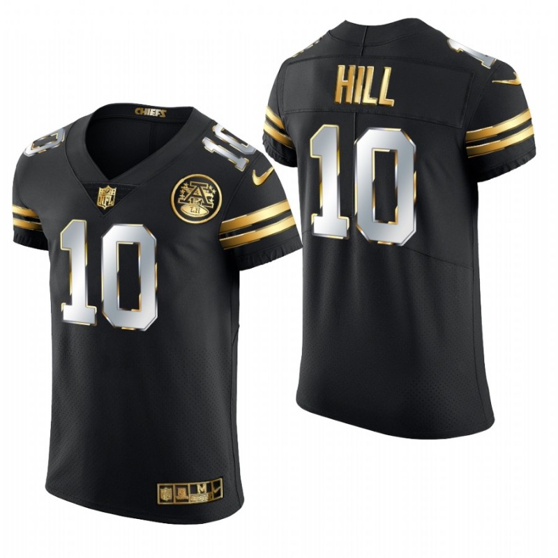 Kansas City Chiefs Tyreek Hill Black 2020-21 Golden Edition Elite Jersey – All Stitched, Embroidery