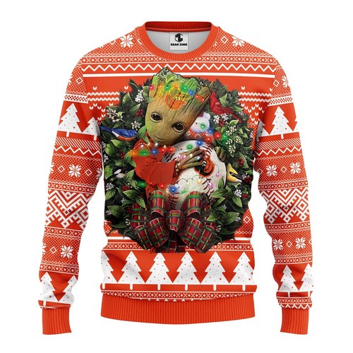 Baltimore Orioles Groot Hug Christmas Gift For Fan Ugly Wool Sweater Christmas