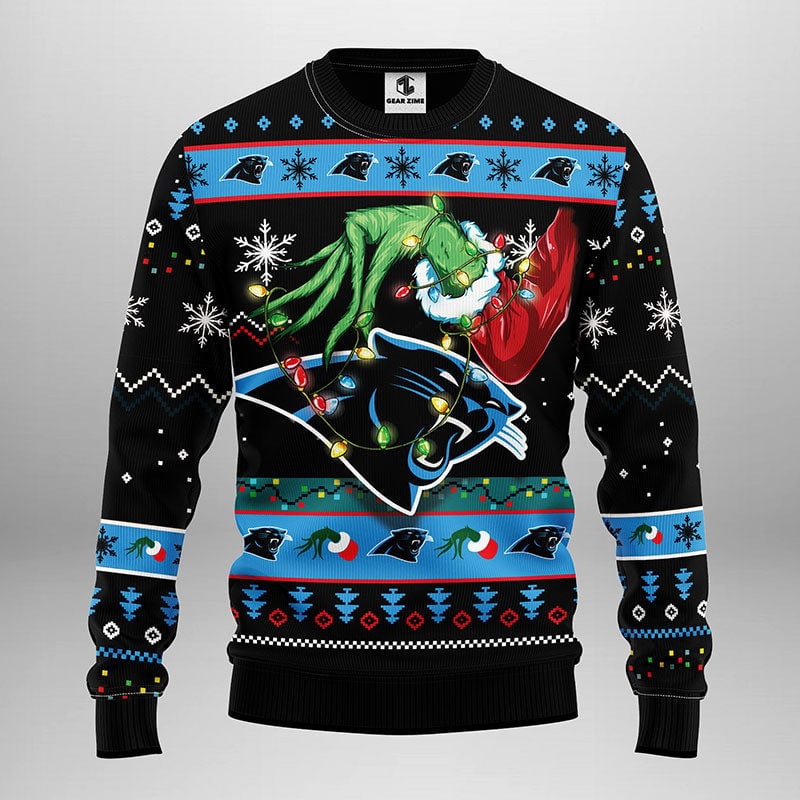 Carolina Panthers Grinch Ugly Christmas Sweater