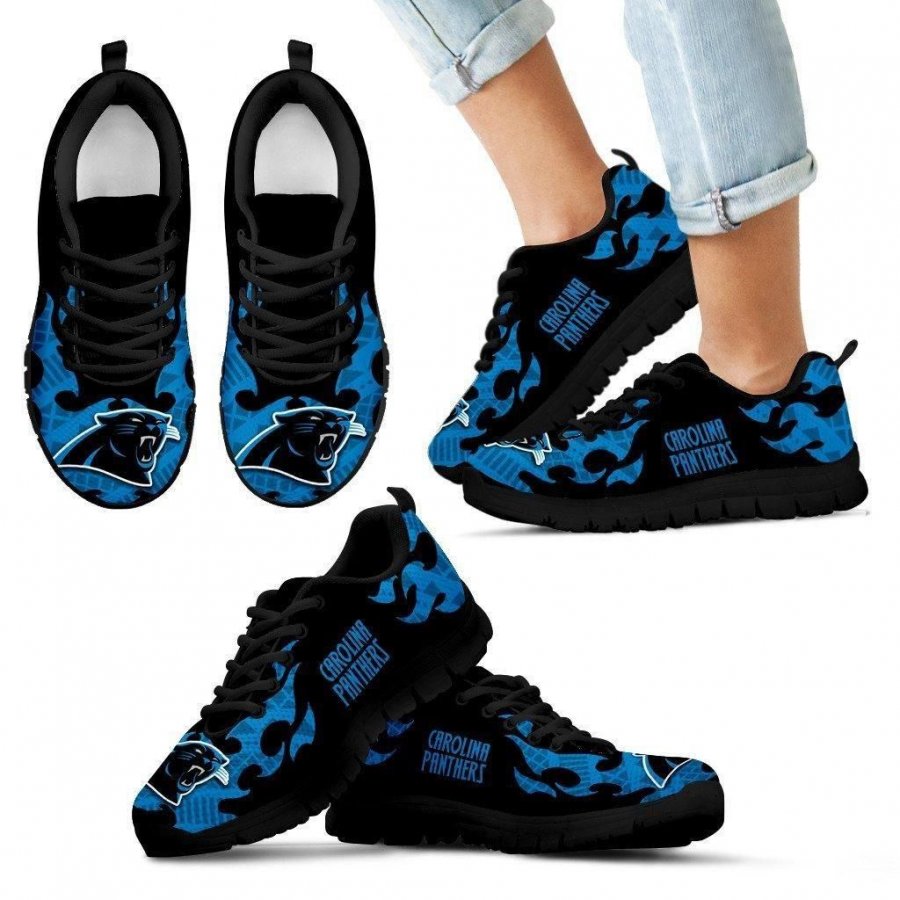 Tribal Flames Pattern Carolina Panthers Sneakers #864