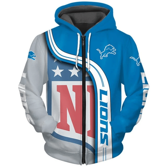 Detroit Lions Curved Stripes 7 Unisex 3D Hoodie Gift For Fans