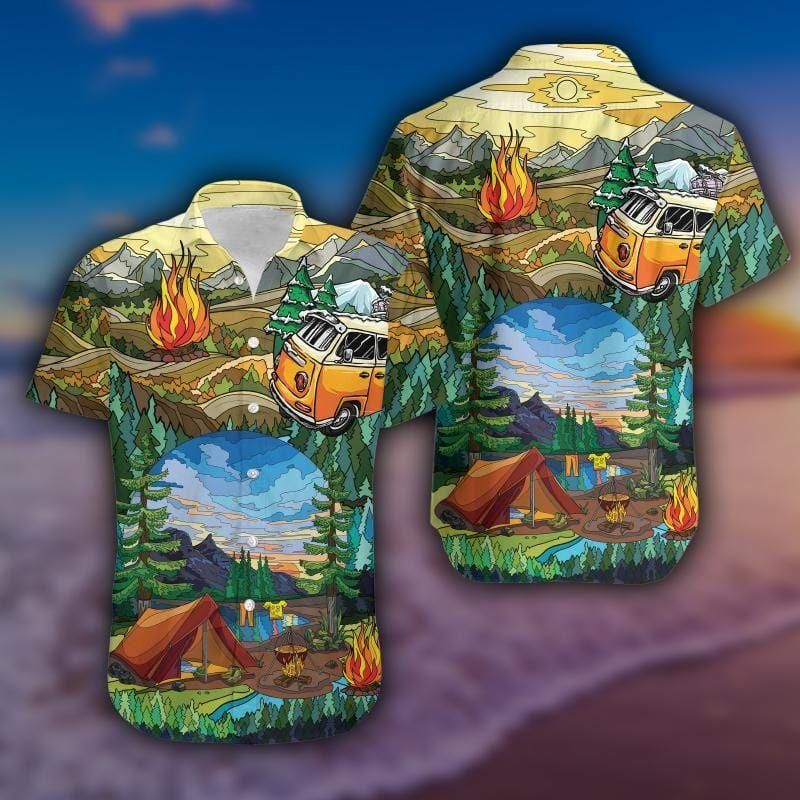 Art Of Camping Aloha Hawaiian Shirt Colorful Short Sleeve Summer Beach Casual Shirt For Men And Women