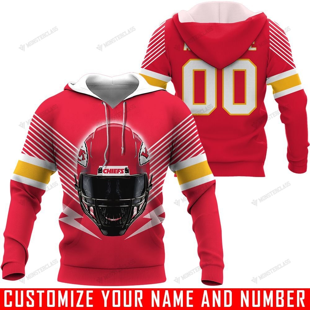 Kansas City Chiefs – Helmets – v2 – CUSTOMIZE NAME AND NUMBER – HOT SALE 3D PRINTED – NOT IN STORE