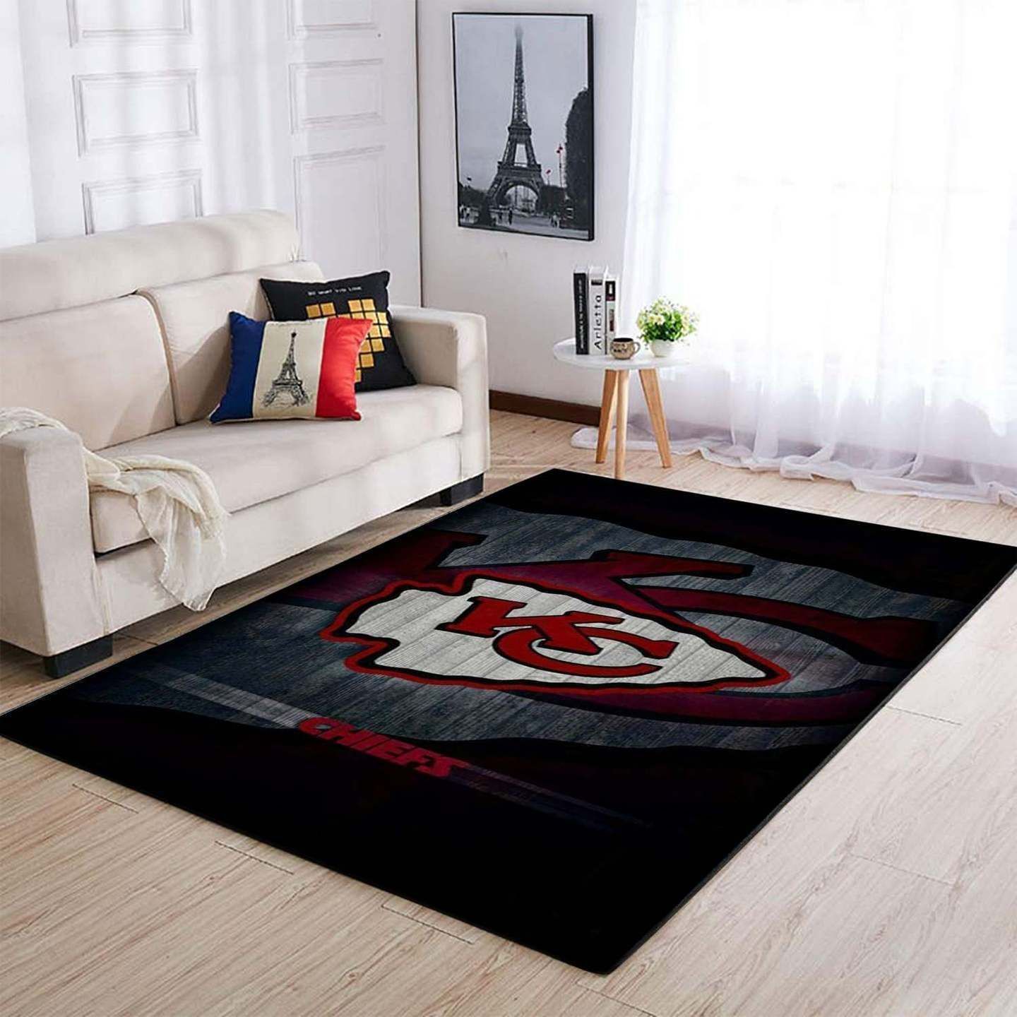 Kansas City Chiefs 02 Distressed Area Rug, Football Floor Decor The Us Decor