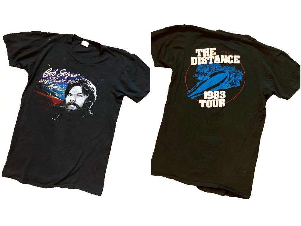 1983 Vintage Bob Seger The Distance Tour T-Shirt Black vintage print t shirt