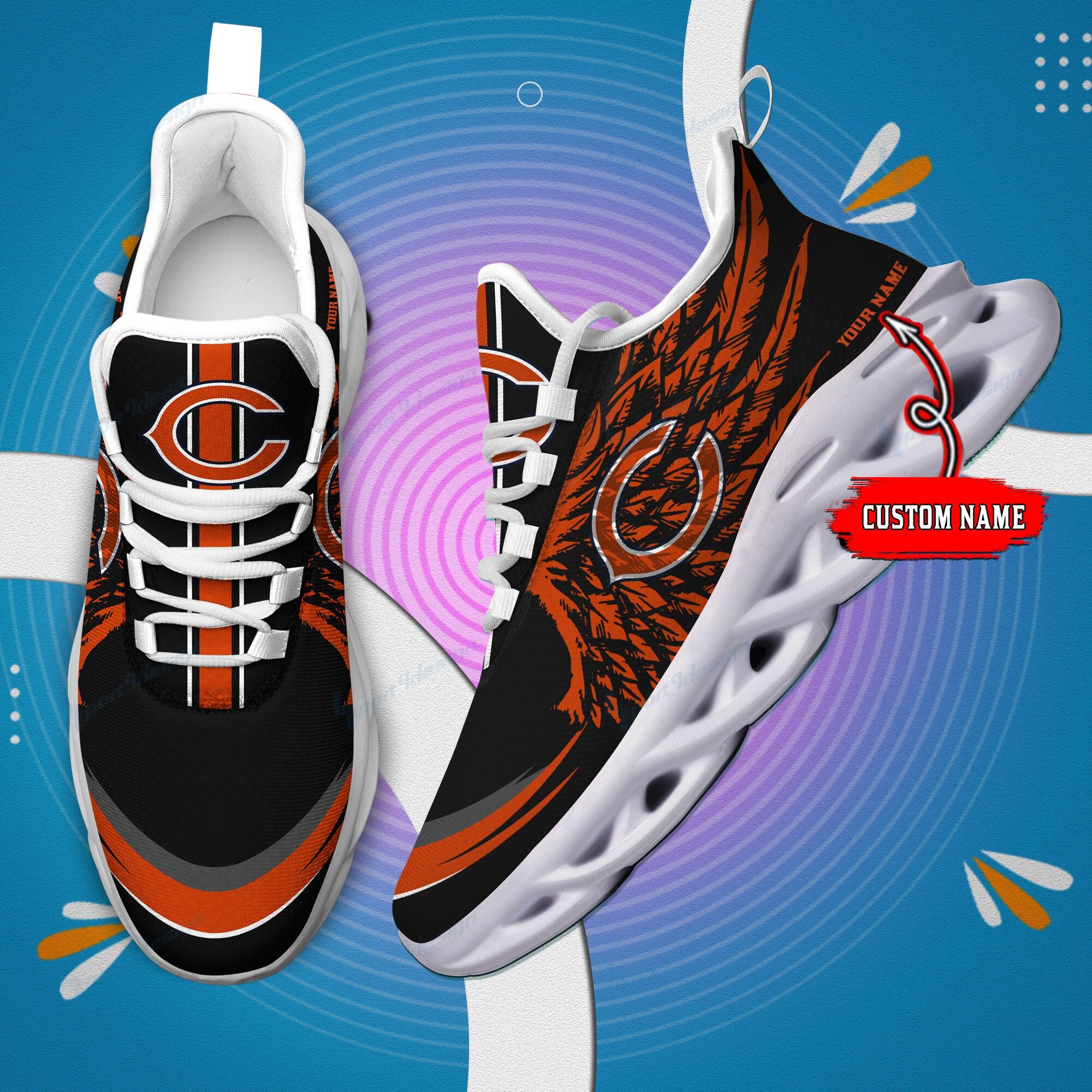 Chicago Bears Personalized Yezy Running Sneakers Bb659