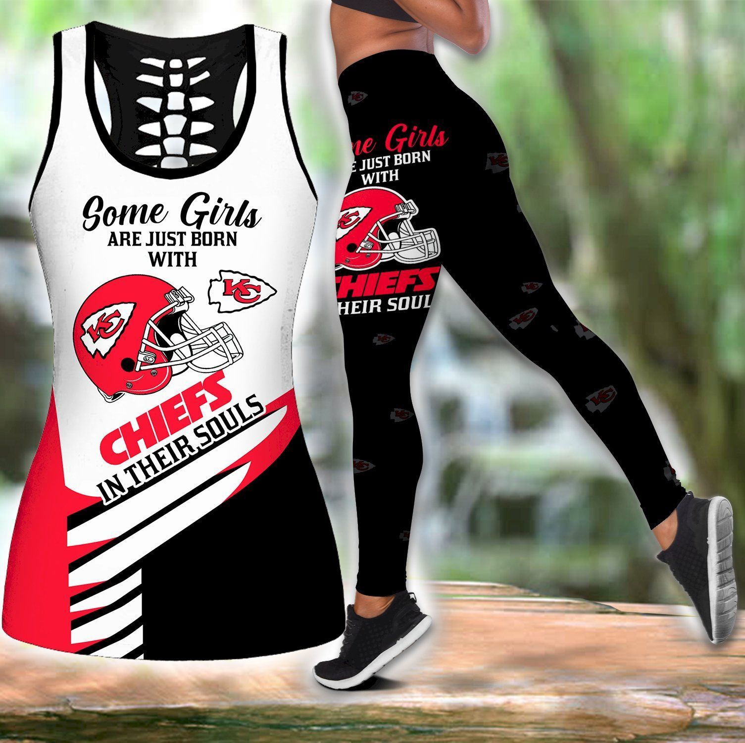 Combo Kansas City Chiefs Some Girls Hollow Tanktop Leggings Set K1973