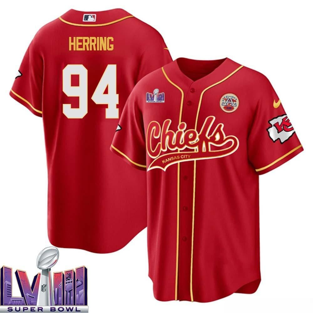 Malik Herring 94 Kansas City Chiefs Super Bowl Lviii Baseball Men Jersey – Red