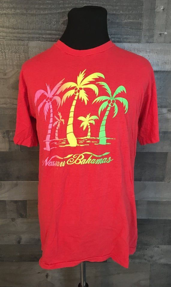 Vintage 1980S Nassau Bahamas Palm Trees Summer Beach Travel 80S Vintage 80S Summer Destination Shirt