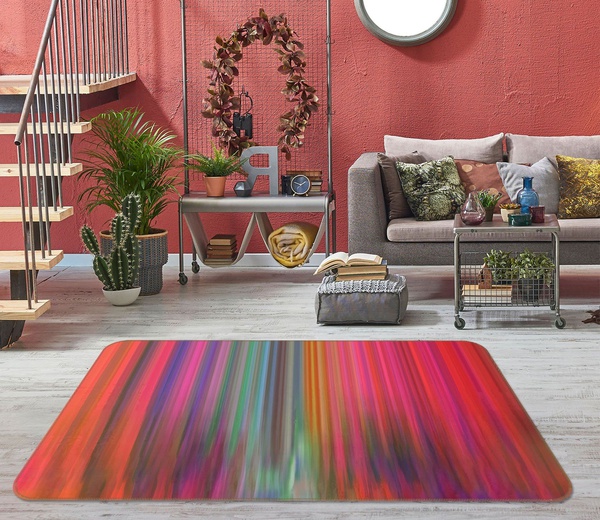 3D Abstract Color Lines Area Rug Home Decor