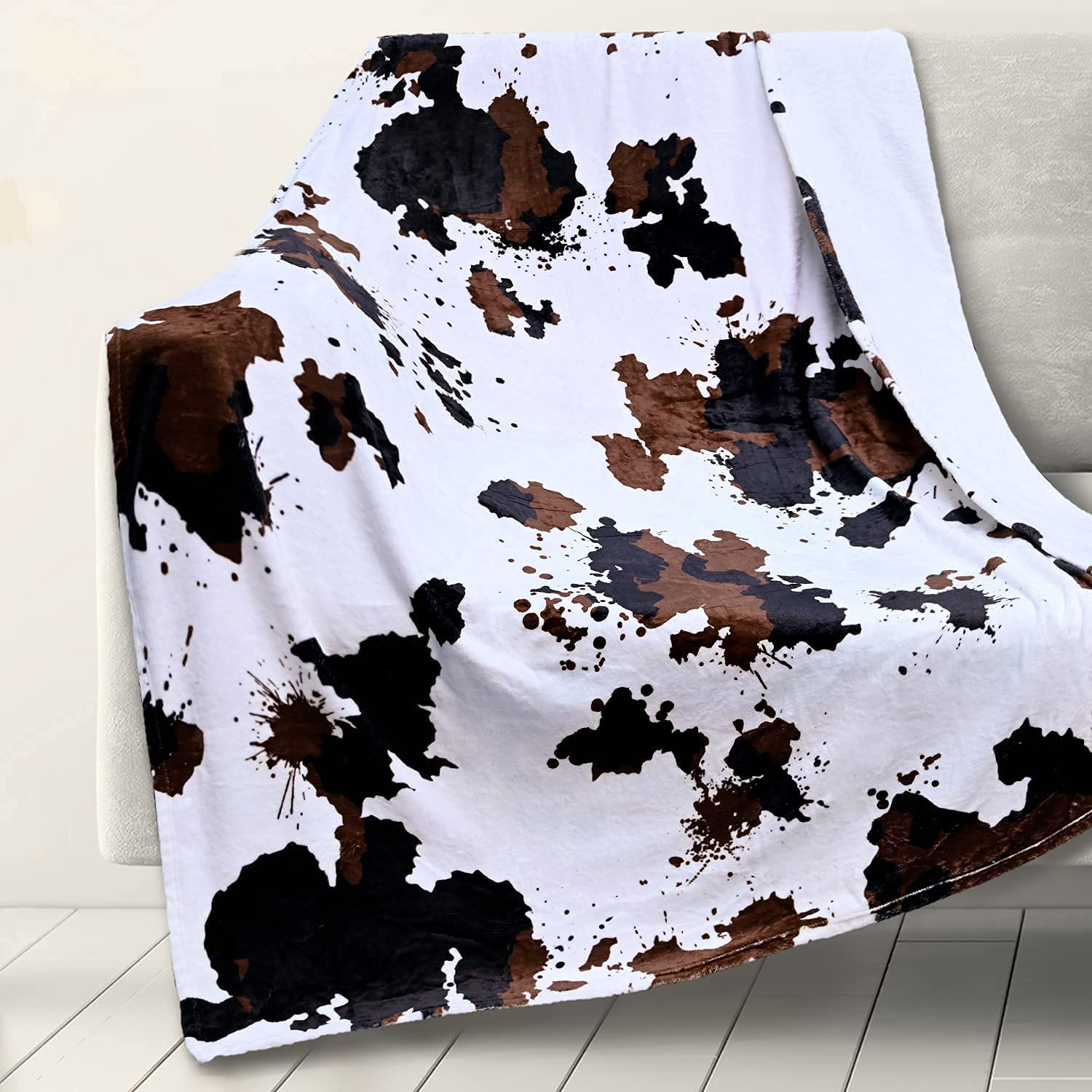 Brown Cow Print Blanket Soft Cow Print Throw Blankets Fleece Blanket Cow Print Blanket For Couch Animal Cow Blanket Fluffy Blanket Travel Blanket Cute Throw Blankets (60Wx80L)