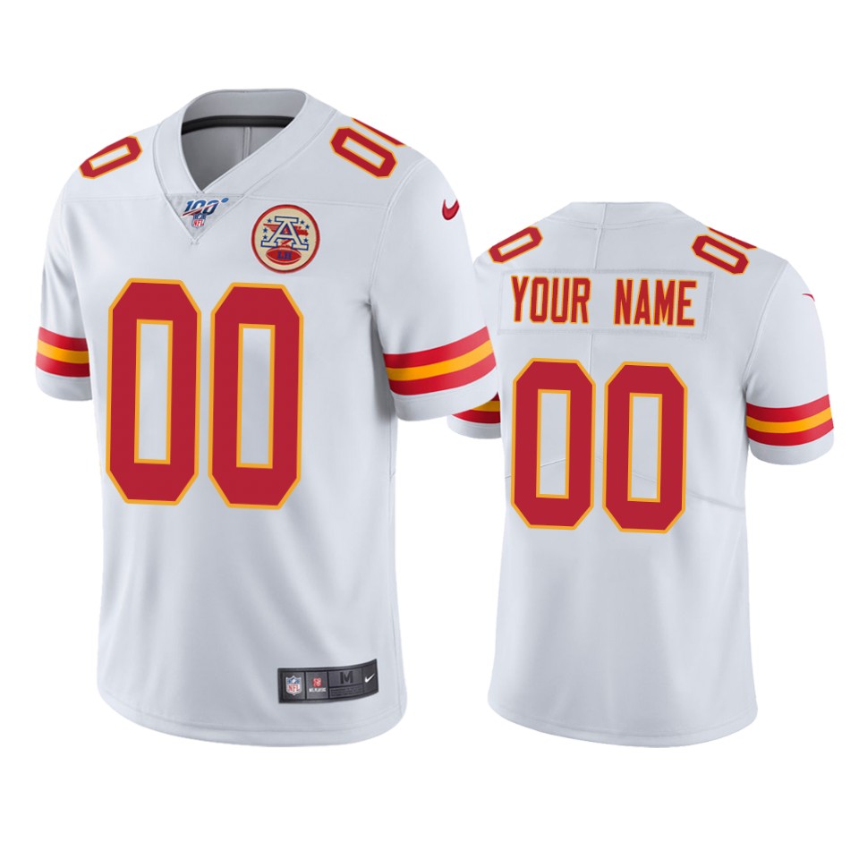 Kansas City Chiefs Custom White 100Th Season Vapor Limited Jersey