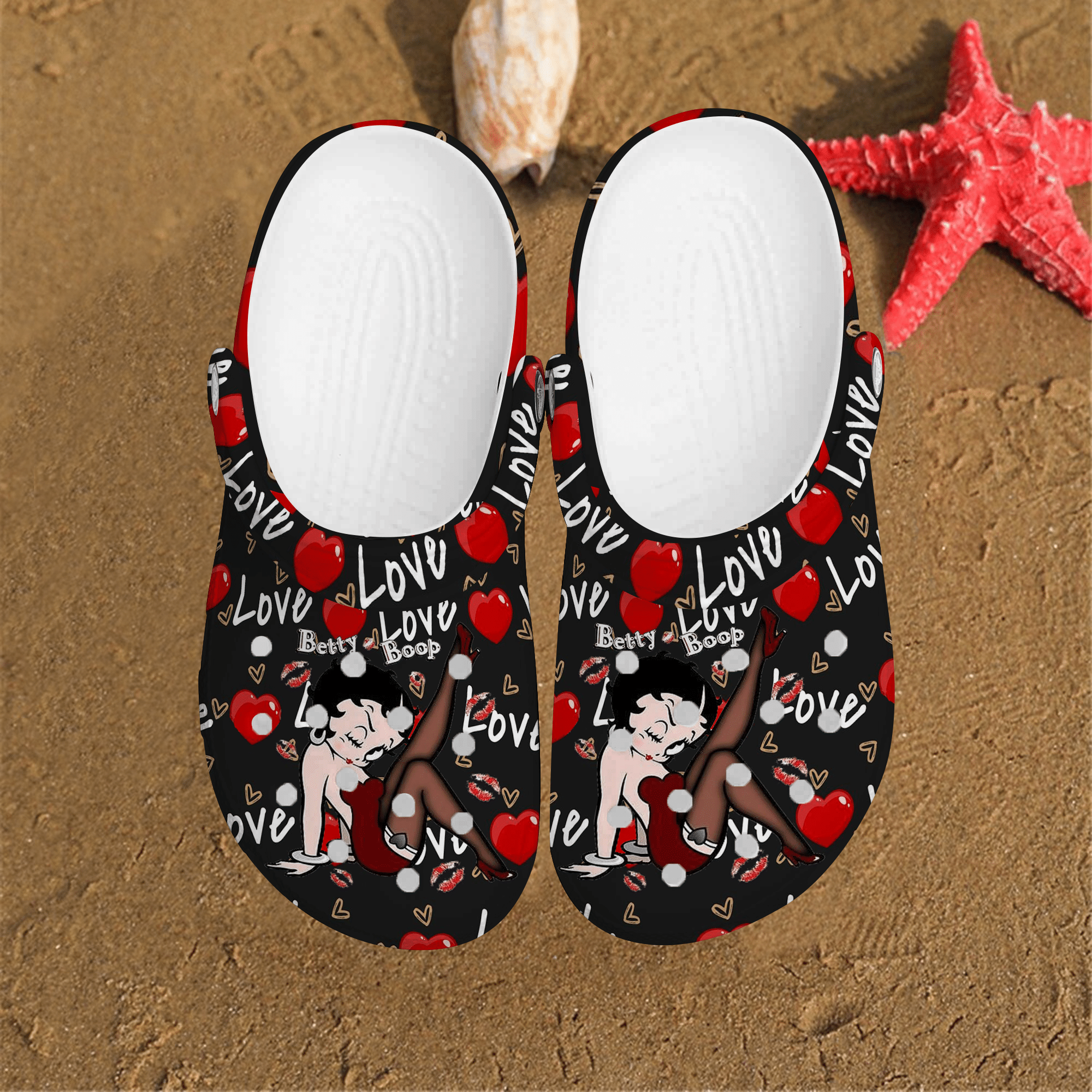 Betty Boop Singer Red Heart Sexy Girl Comfortable For Man And Women Classic Water 3D Crocband Clog