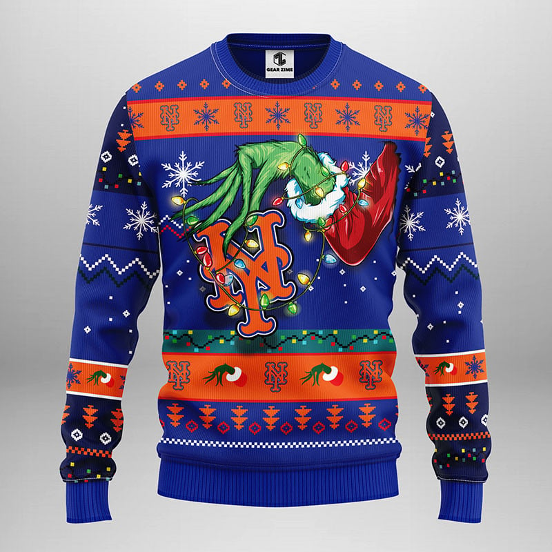 New York Mets Grinch Ugly Christmas Sweater