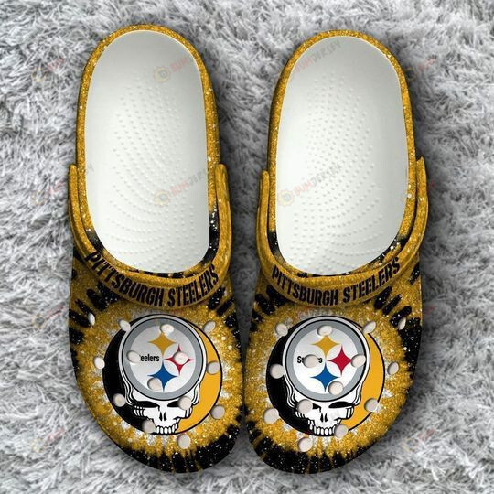 Pittsburgh Steelers Grateful Dead Crocs Classic Clogs Shoes In Black Yellow – Aop Clog